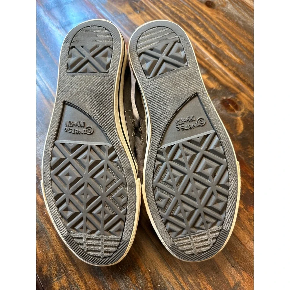 Converse One Star Grey Canvas Slip On Sneakers Women 8.5 Distressed Elastic
